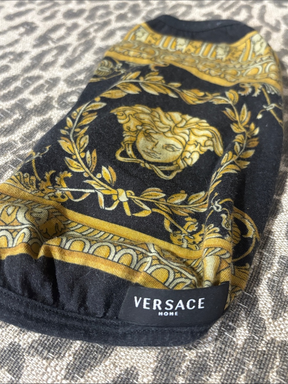 Versace small dog Baroque Medusa t shirt designer dog outfit black/ gold size: M